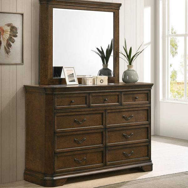 Astoria Grand Traditional Wood Panel Bed with Dresser, Mirror